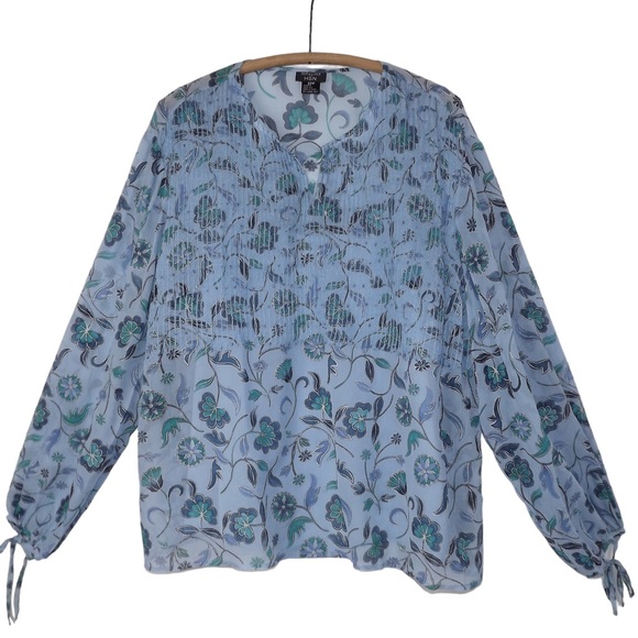 DUE Per DUE for HSN Women Plus size 100% Silk 2X Long Sleeves Blouse - Picture 8 of 9